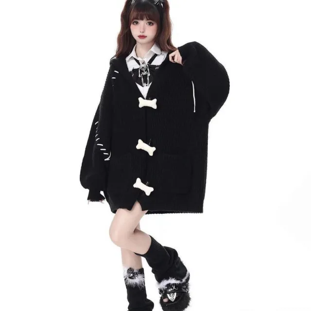 Fall Winter Hooded Thick Sweater Black - Shop at LoveMi