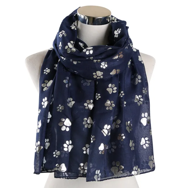 Spring And Summer European And American Polyester Printed Scarf Long Shawl Navy Blue - Shop at LoveMi