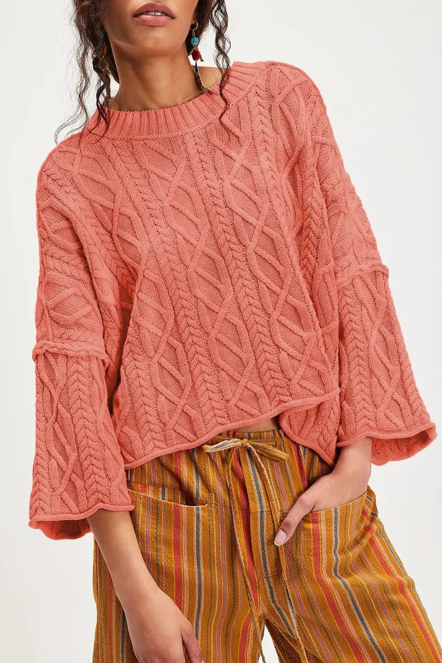 In Europe And America O neck Short Loose Sweater Watermelon Red - Shop at LoveMi