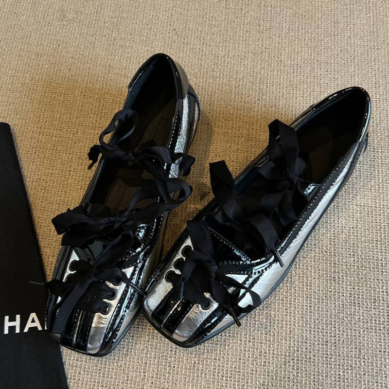 Lace-up Retro Lace-up Ballet Flats For Women