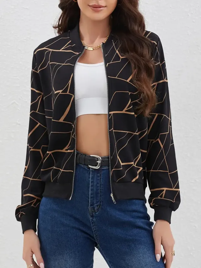 Loose Casual Thin Workwear Line Printed Jacket Top G114Z115 Xl - Shop at LoveMi