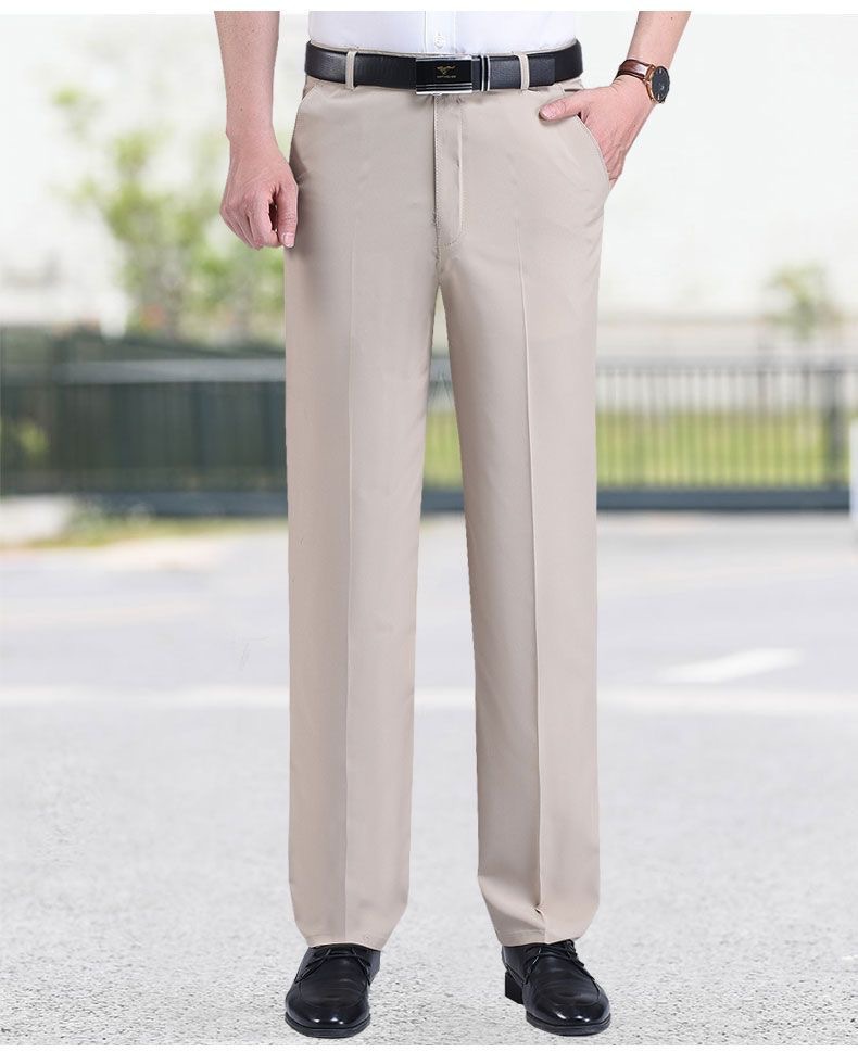 Mens Casual Solid-color Loose Straight-leg Pants