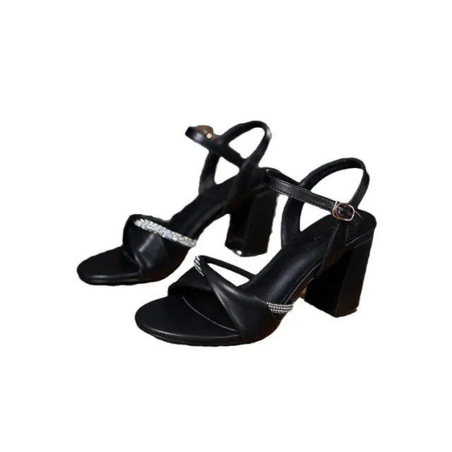 YB 32 Chunky Heel Sandals For Women Comfortable High Heel Small Size Black - Shop at LoveMi