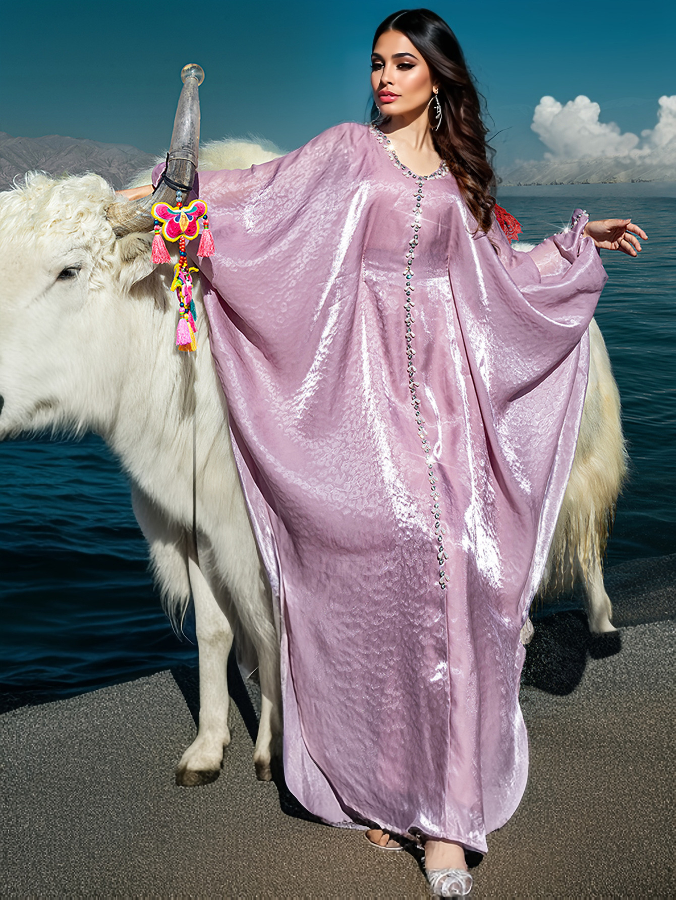 Batwing sleeve dress with streamers - movement and flow demonstration