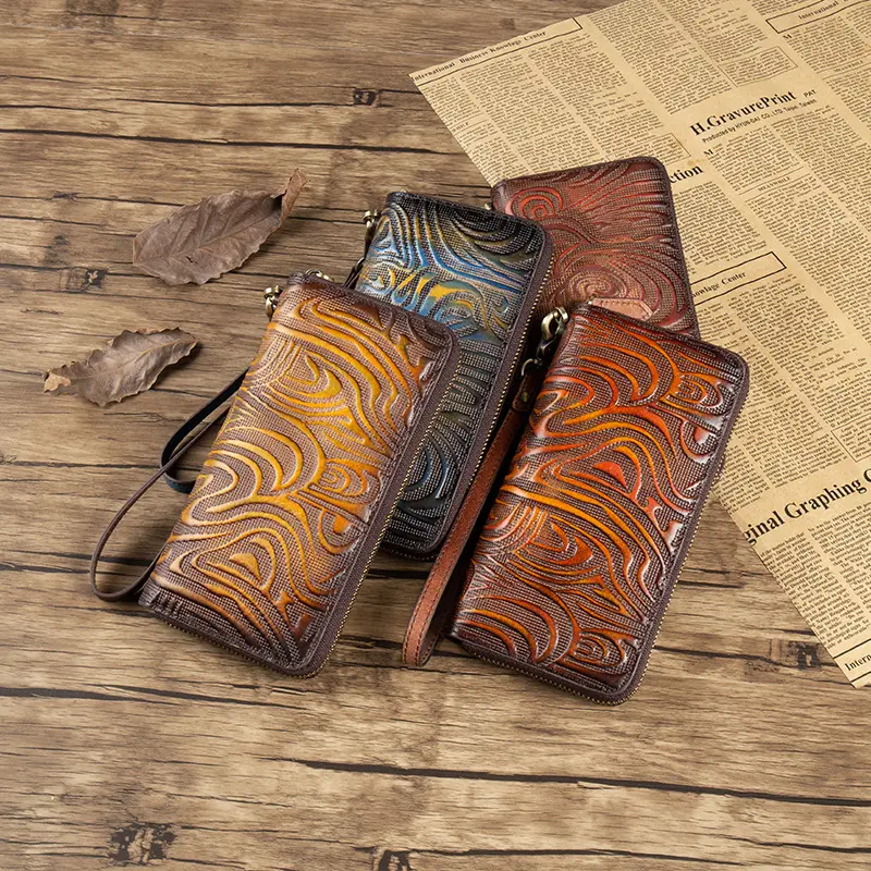 Cowhide Versatile Elegant Womens Long Leather Wallet