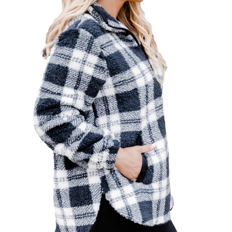 Women's Fashion Plaid Plush Pullover Sweater