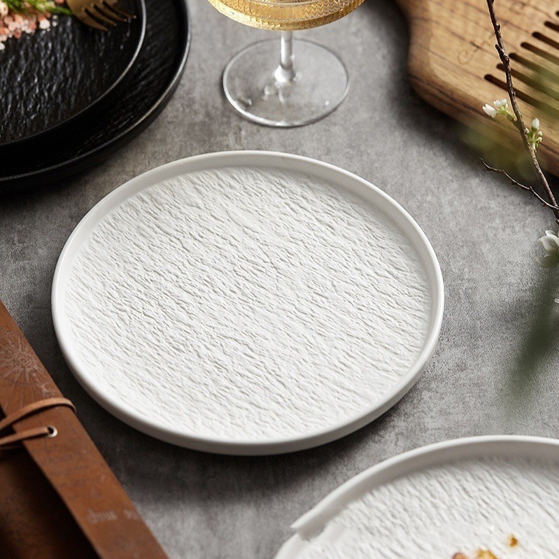 White Ceramic Steak Italian Pasta Dish Western Cuisine Plate