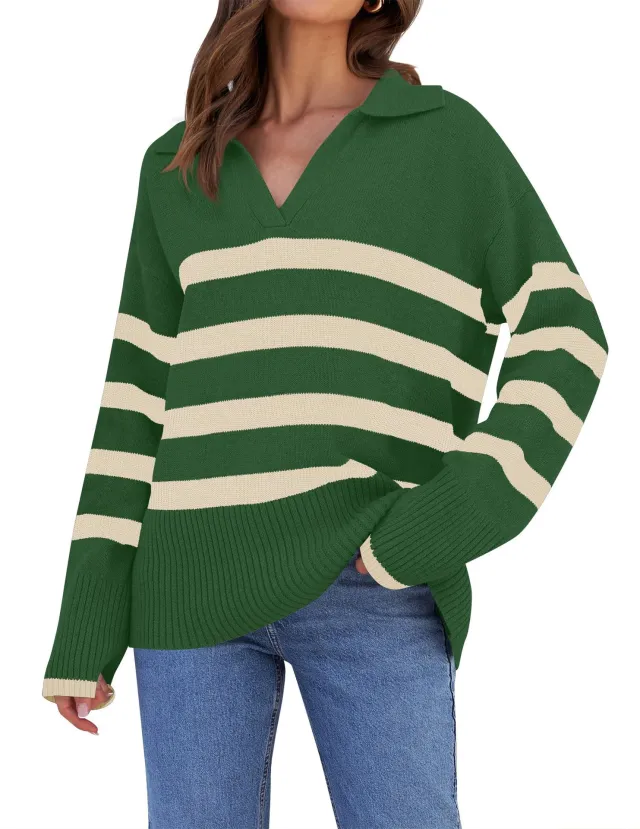 Women's Basic Loose Long Sleeve Autumn And Winter Sweater Green - Shop at LoveMi