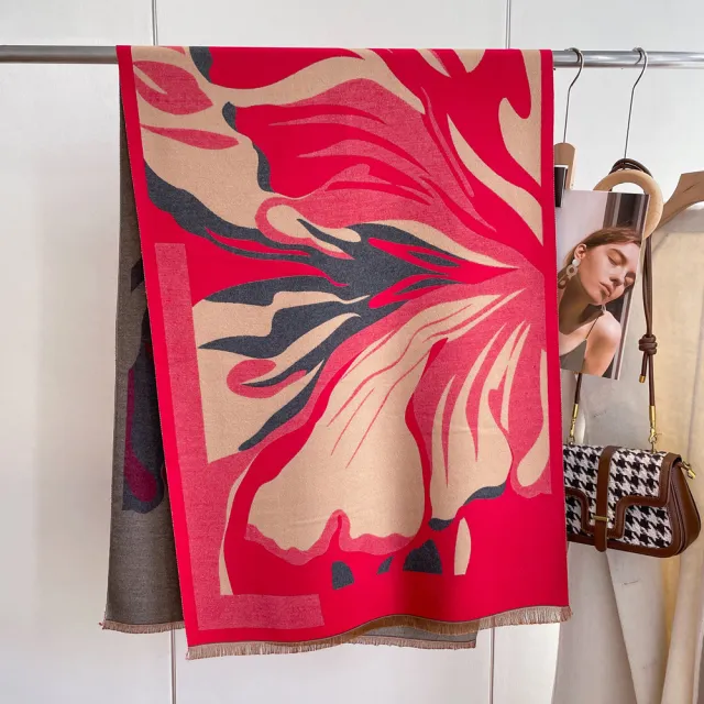 Artificial Cashmere Scarf Women's Autumn And Winter Sy38631 Rose Red - Shop at LoveMi
