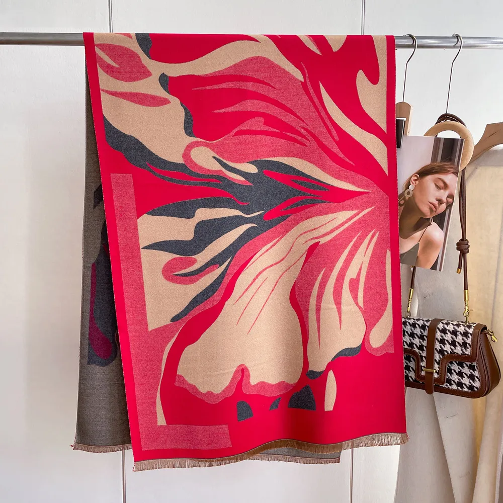 Artificial Cashmere Scarf Women's Autumn And Winter - Sy38631 Rose Red