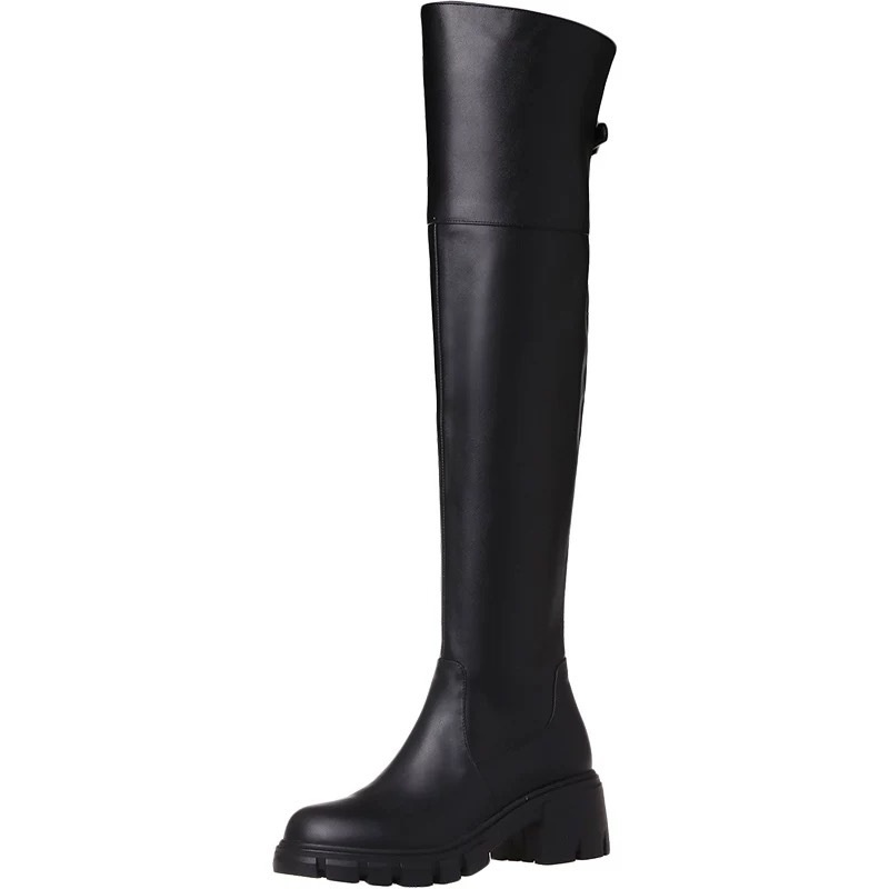 Chunky Heel Thigh-High Boots