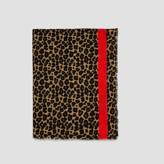 Festive Red Classic Leopard Pattern Imitation Cashmere Autumn And Winter Thick Warm Talma Leopard Print - Shop at LoveMi