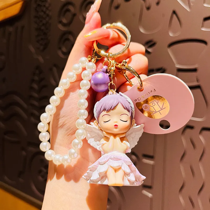 Internet Celebrity Guardian Bella Cute Girl Car Key Ring - Purple