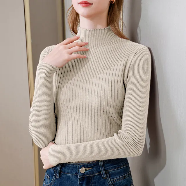 Pit Strip Knitted Casual Women's Top Beige - Shop at LoveMi