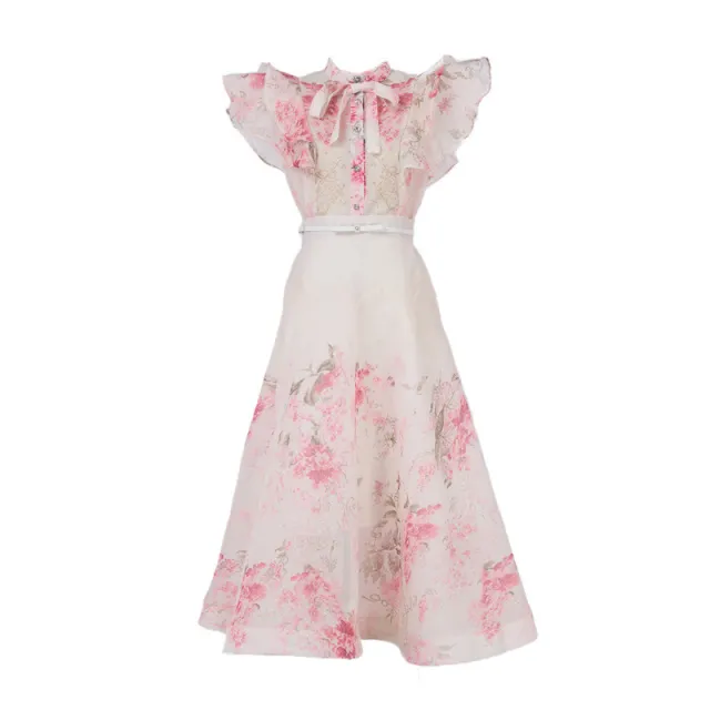 Australia Stand Collar Ruffle Diamond Button Sleeveless Wide Swing Dress Style03 - Shop at LoveMi