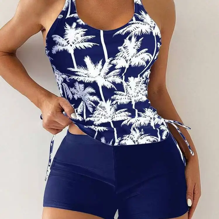 Conservative Womens Swimsuit With Coconut Tree Print