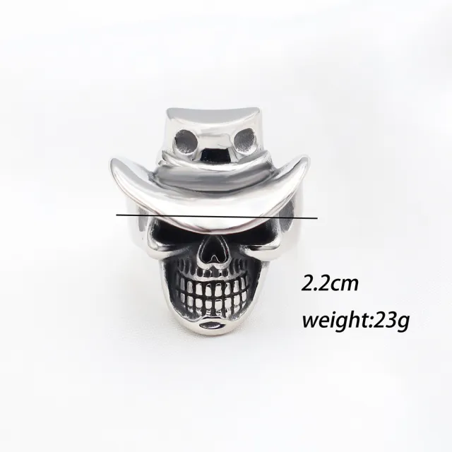 Personality Skull Men's Retro Punk Trendy Hand Ring Dgjz00003 Steel Color - Shop at LoveMi