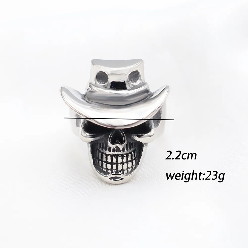 Personality Skull Men's Retro Punk Trendy Hand Ring - Dgjz00003 Steel Colour