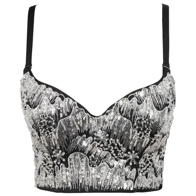 Sequined Suspender Slim fit Women's Chest Wrap Silver - Shop at LoveMi