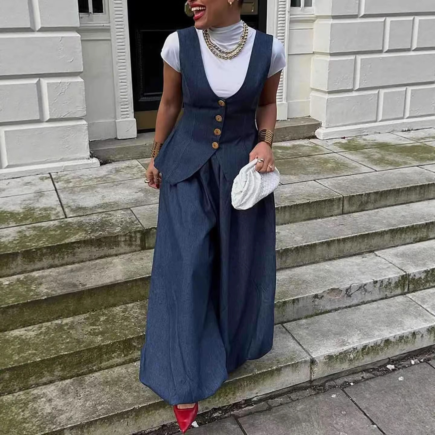 Women's Loose Retro Denim Suit