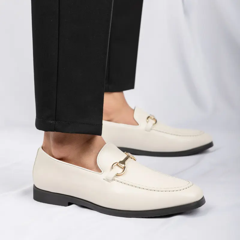 Mens Leather Office Business Loafers Minimalist Slip-on