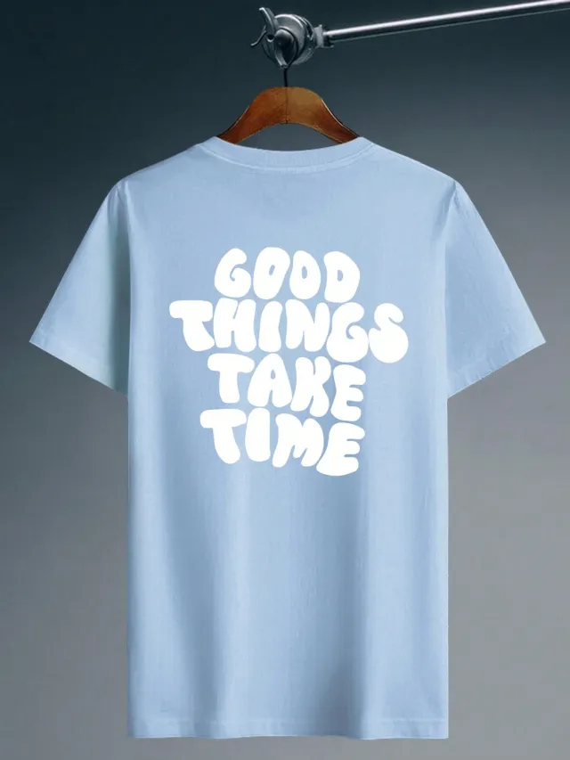 Women's Printed Round Neck Loose Short Sleeves Blue - Shop at LoveMi