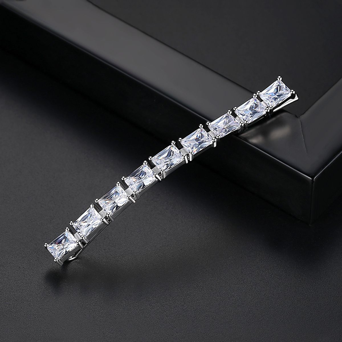 Square Zircon Gang Drill Women's Bobby Edge Clip