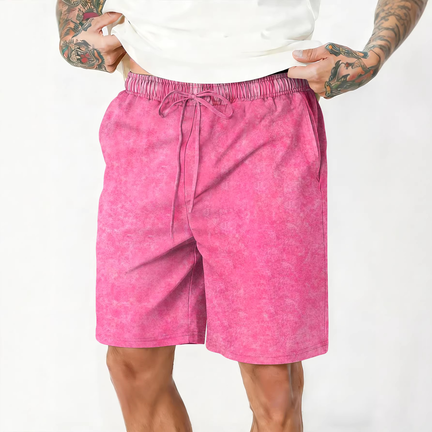 Mens Relaxed-fit Washed-and-distressed Casual Shorts