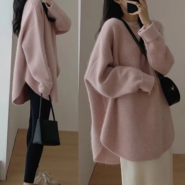 Idle Style High grade French Pullover Bottoming Sweater Pink - Shop at LoveMi
