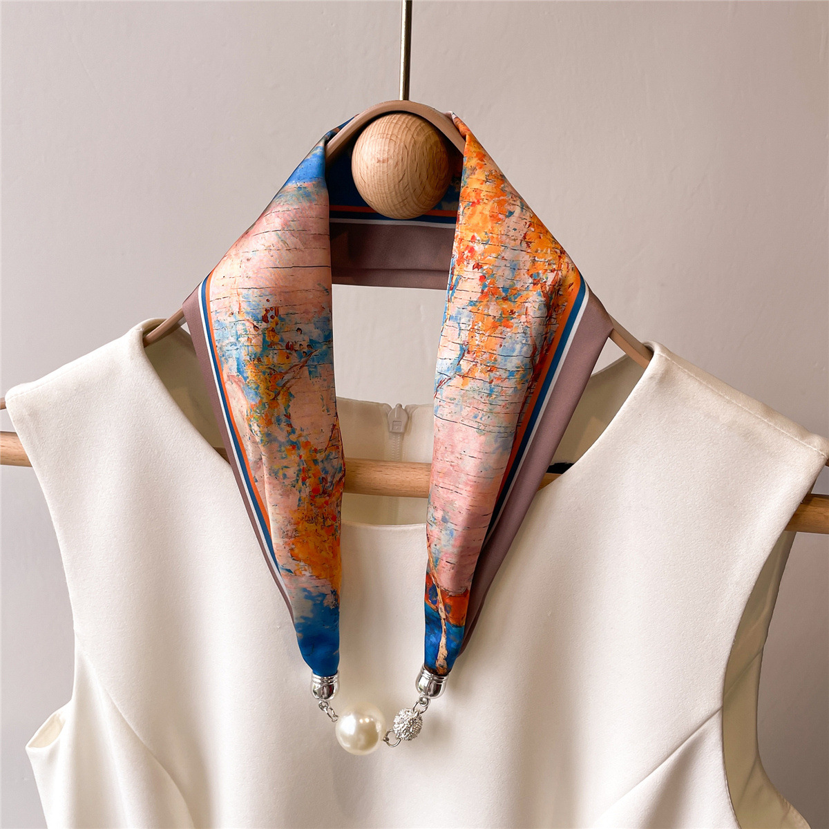 Magnetic Snap Silk Scarf 14