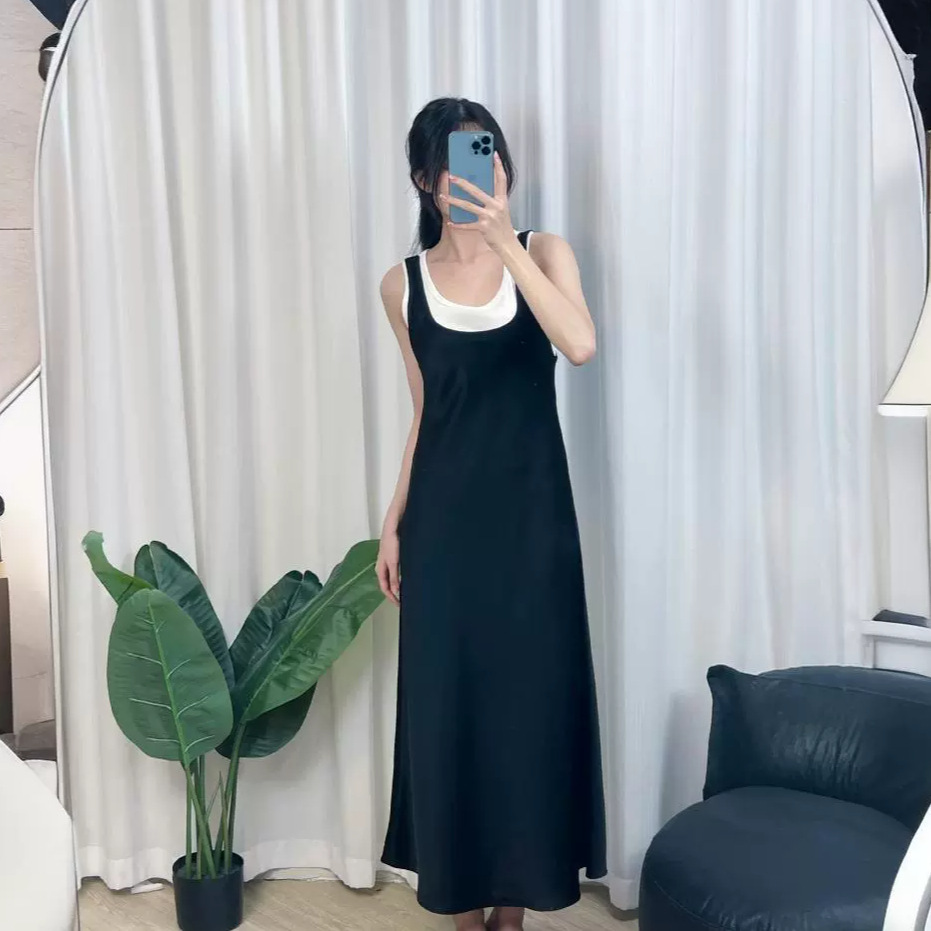 Fake Two Pieces Leisure Sling Dress Women