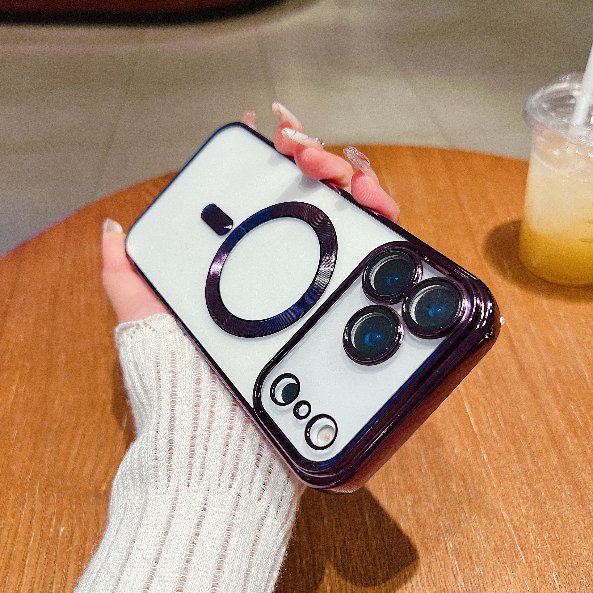 Phone Case Magnetic Suction With Tail Electroplating Transparent Lens Protector - Image 6