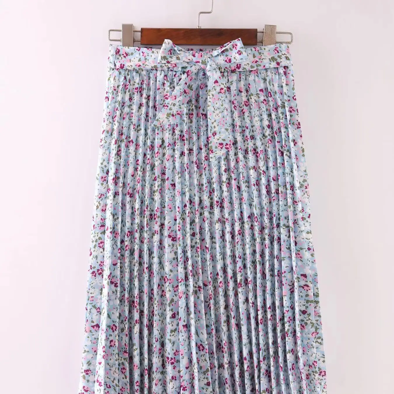 New Arrival Printed Bow-Knot Pleated Skirt Midi Skirt