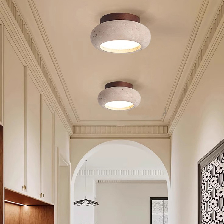 Plafonnier LED en pierre de fumier jaune de style japonais – Image 2