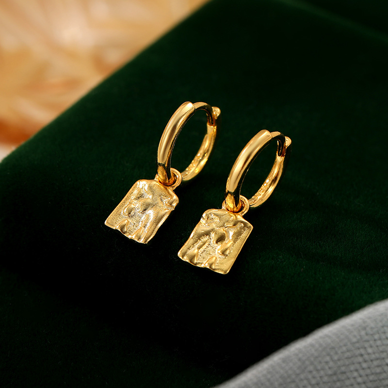 Ear Clip Special-interest Design Water Drop Square Earrings