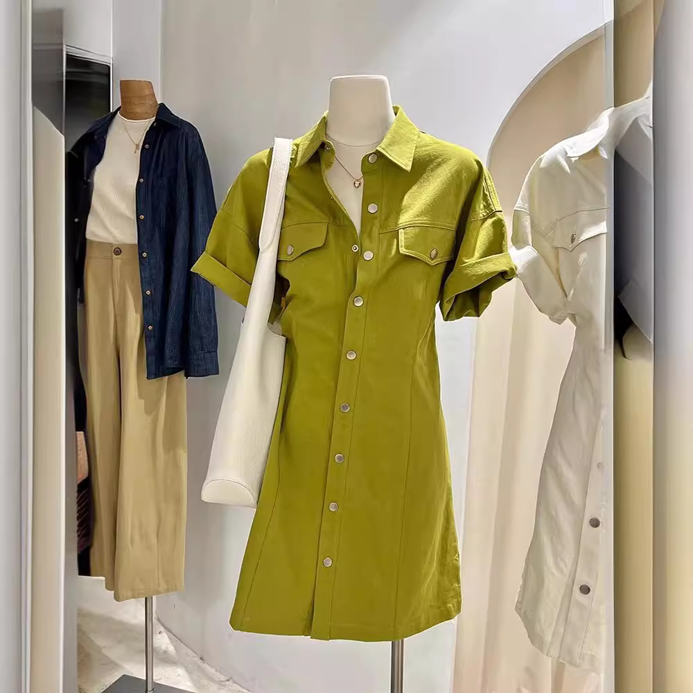 فستان قميص بياقة بولو بتصميم صيفي جديد ومميز