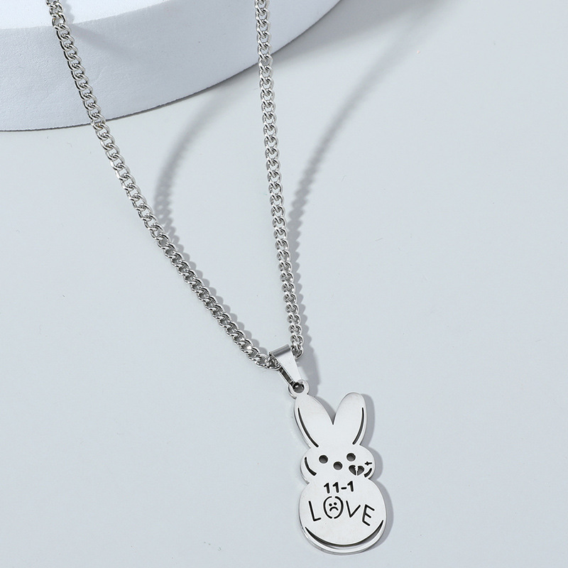 European And American Simple Cartoon Stainless Steel LOVE Rabbit Necklace