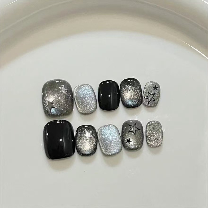 Dark-style Flashing Star Cat-eye Nail Handmade