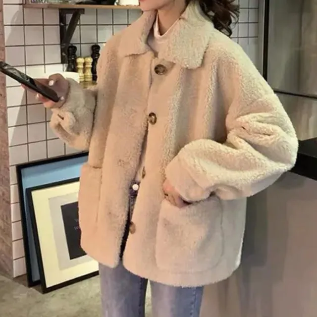 Idle Style Loose Casual Small Cotton padded Coat Apricot - Shop at LoveMi