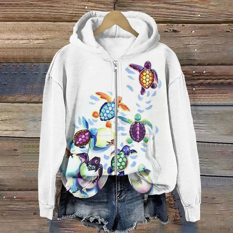 3D Digital-print Hooded Athletic Sweatshirt And Jacket