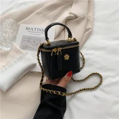 Mini Lipstick Small Bag Camellia Chain Box Handbag Shoulder Messenger Bag For Women - Black - View 1