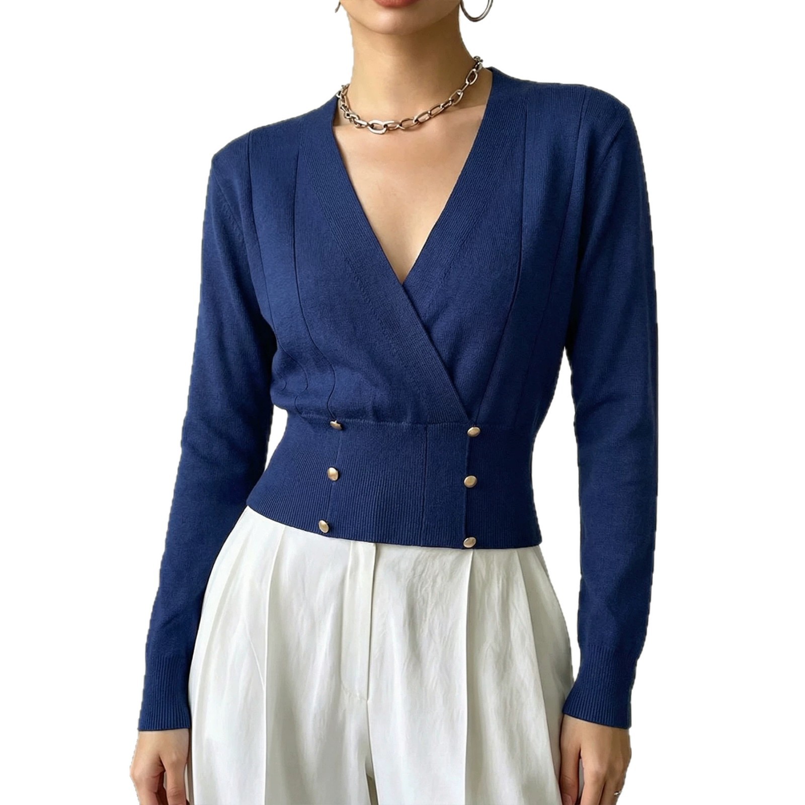 Womens Casual Knitted Versatile Fitted Top