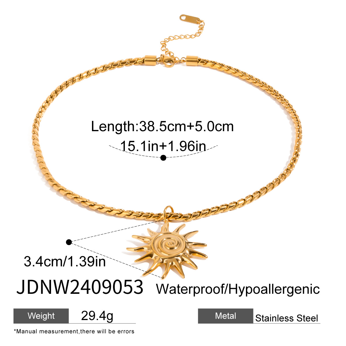Stainless Steel Thread SUNFLOWER Pendant Necklace