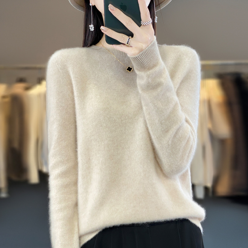 Women's Knitted Loose Cashmere Sweater Beige - Shop at LoveMi
