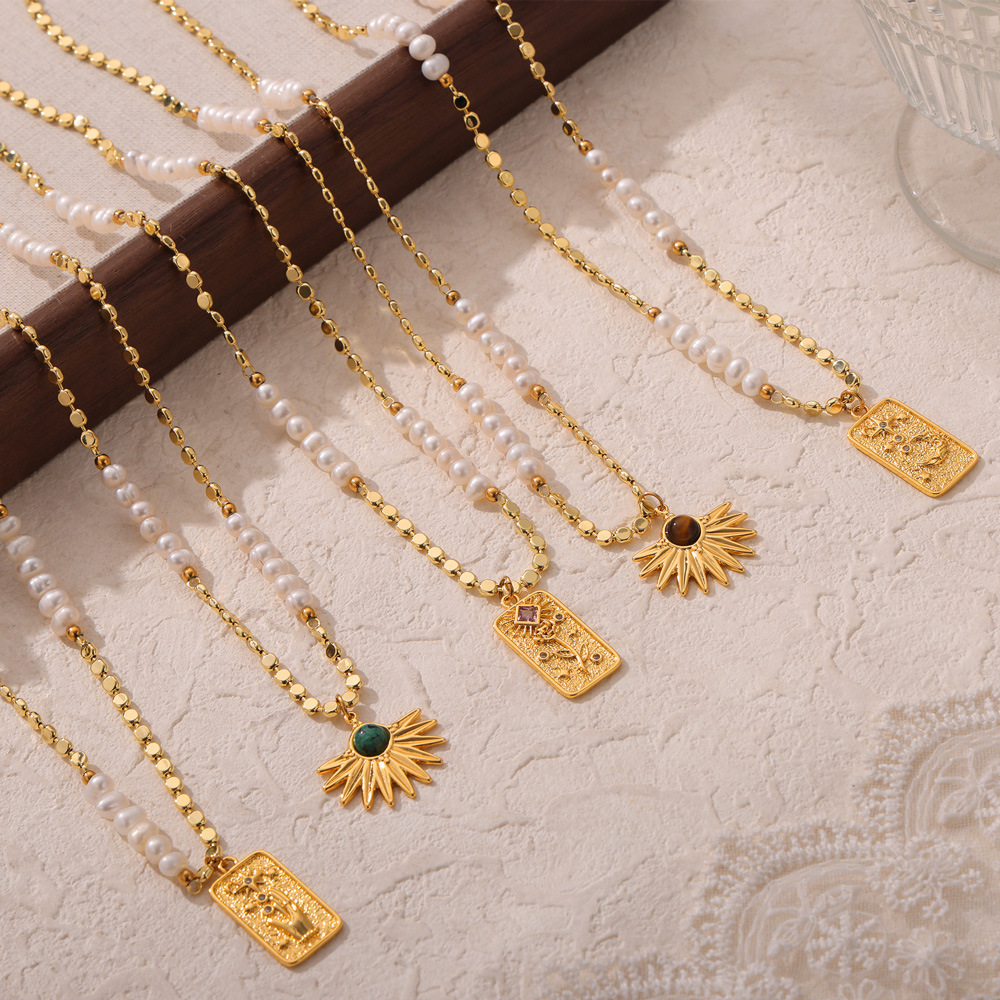 Personality Tigereye Natural Stone Geometric Design Pendant