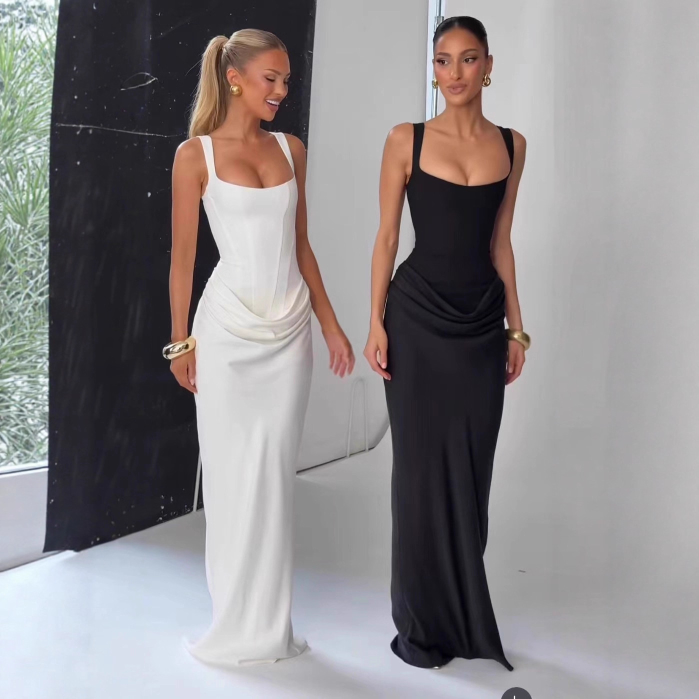 Elegant Strapless Long White Slip Dress For Women