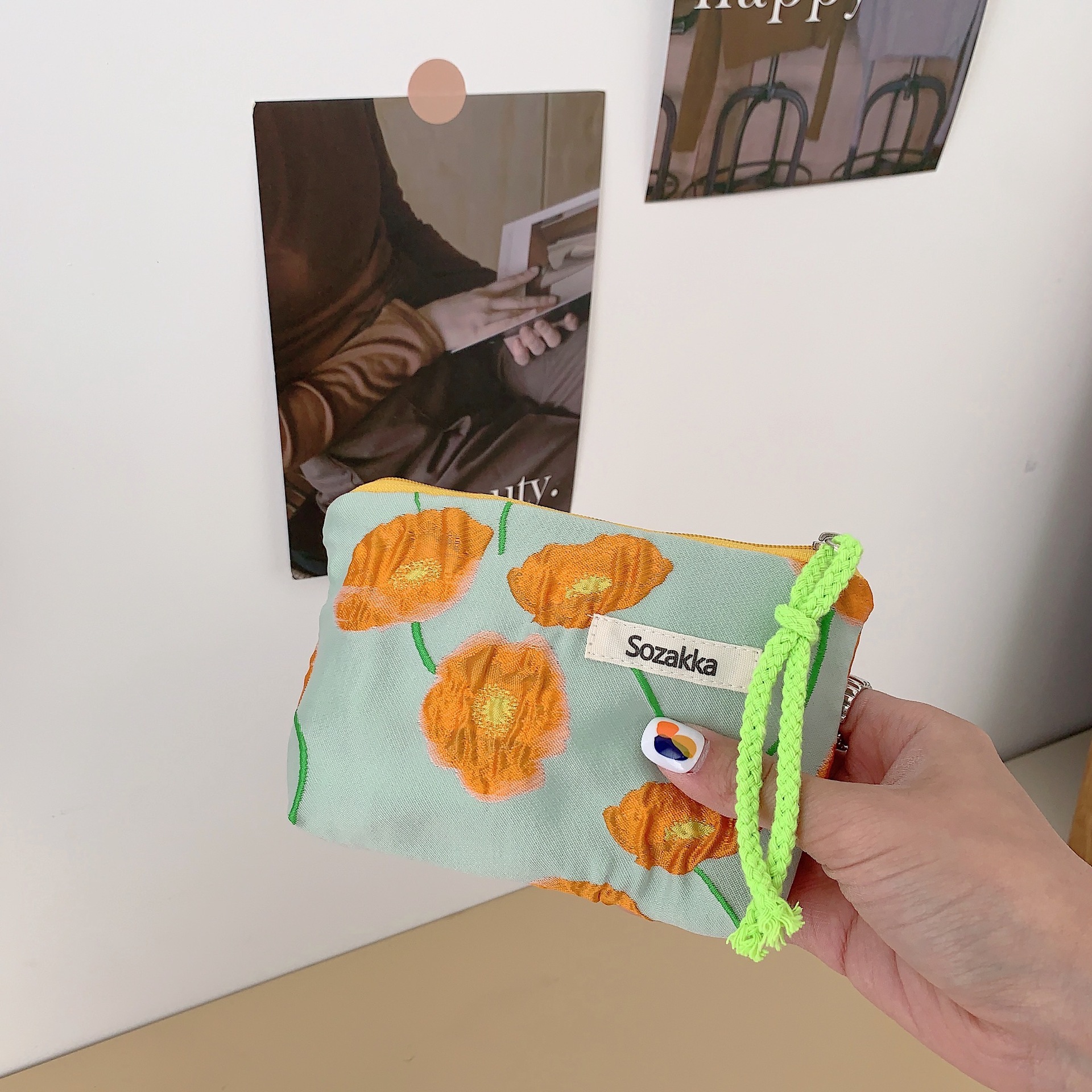 Rope Mouth Red Envelope Female Cosmetic Bag Portable Portable Coin Purse Wash Bag Orange - Shop at LoveMi