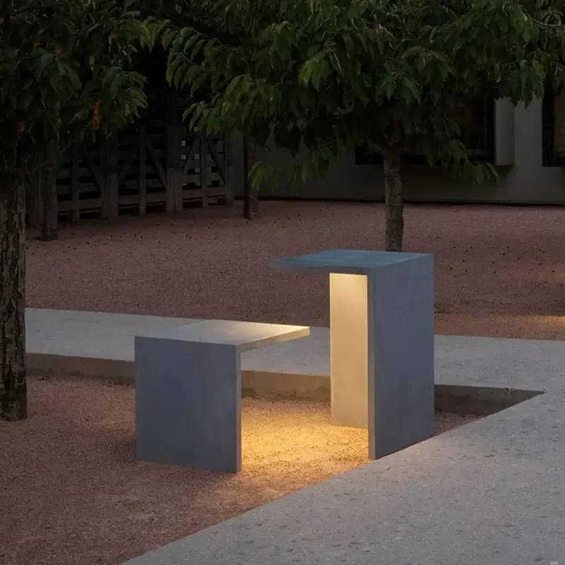 Modern Minimalist Outdoor Stainless Steel Seat Landscape