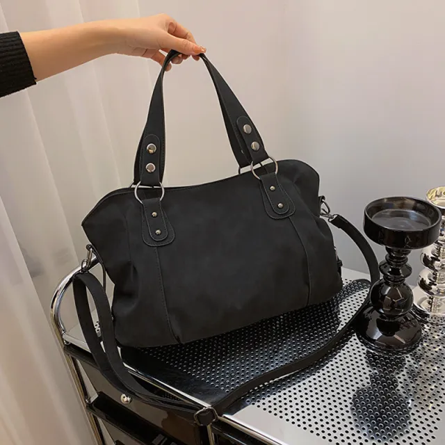 Large Capacity Tote Crossbody Frosted Shoulder Underarm Bag Black - Shop at LoveMi
