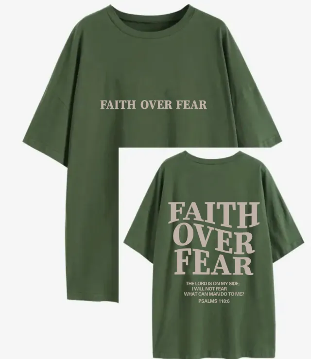 Letter Printed T shirt Women's Fashion Casual Loose Army Green - Shop at LoveMi